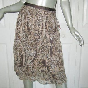OSCAR DE LA RENTA Brown Paisley Pleated Skirt